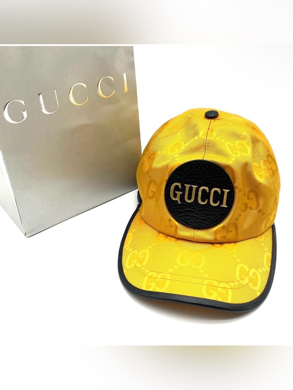 Auth GUCCI Off The Grid GG Nylon Yellow M 58 Baseball Cap